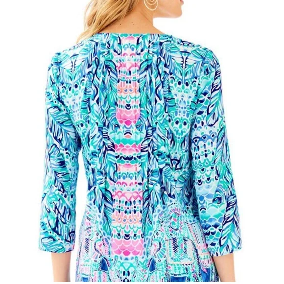 Lilly Pulitzer Blue Marilina Elephant Tunic Top M - Picture 2 of 6